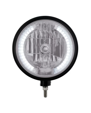 (BOX) BLACK "BILLET" STYLE GROOVE HEADLIGHT - 34 WHITE LED CRYSTAL HALOGEN