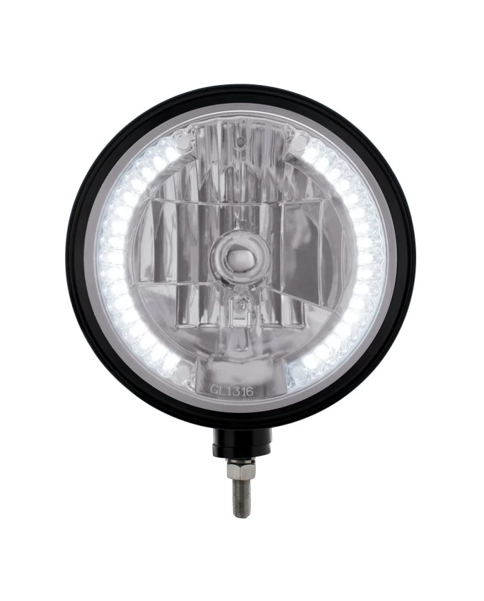 (BOX) BLACK "BILLET" STYLE GROOVE HEADLIGHT - 34 WHITE LED CRYSTAL HALOGEN (BOX) BLACK "BILLET" STYLE GROOVE HEADLIGHT - 34 WHITE LED CRYSTAL HALOGEN