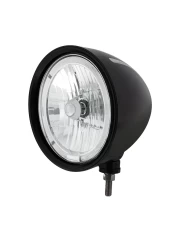 (BOX) BLACK "BILLET" STYLE GROOVE HEADLIGHT - AMBER LED HALO RIM