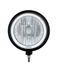 (BOX) BLACK "BILLET" STYLE GROOVE HEADLIGHT - WHITE LED HALO RIM