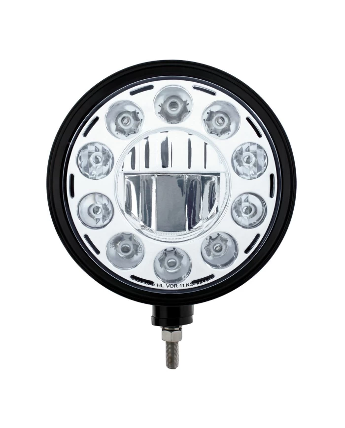 (BOX) BLACK "BILLET" STYLE GROOVE HEADLIGHT - CRYSTAL CHROME 11 LED (BOX) BLACK "BILLET" STYLE GROOVE HEADLIGHT - CRYSTAL CHROME 11 LED