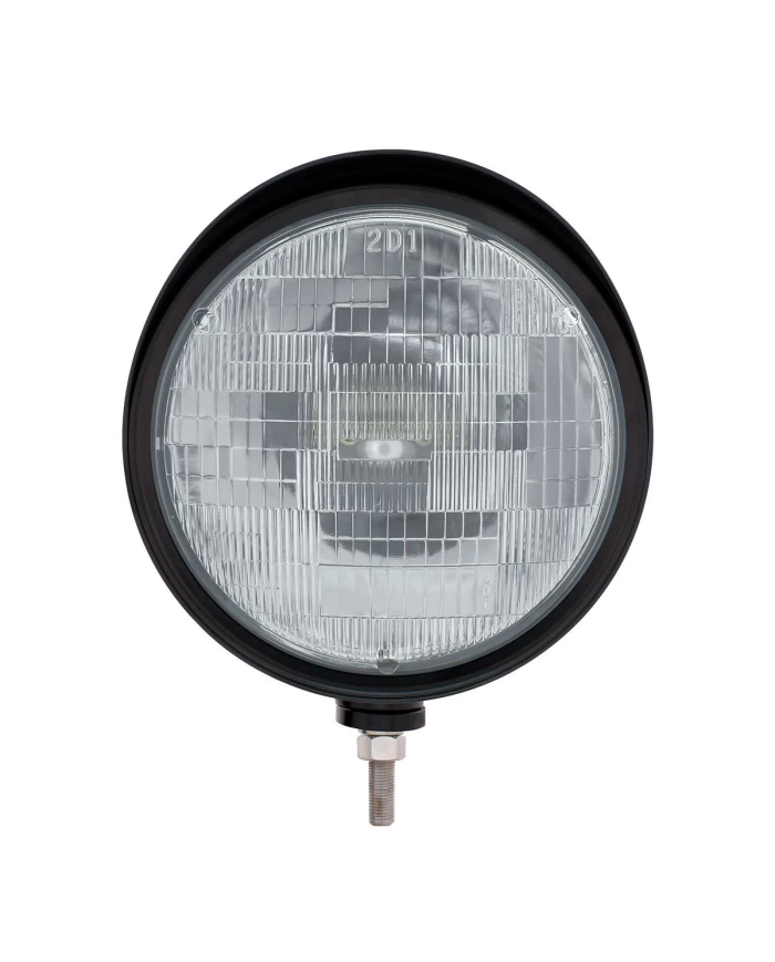 (BOX) BLACK "BILLET" STYLE GROOVE HEADLIGHT WITH VISOR - H6024 HALOGEN (BOX) BLACK "BILLET" STYLE GROOVE HEADLIGHT WITH VISOR - H6024 HALOGEN