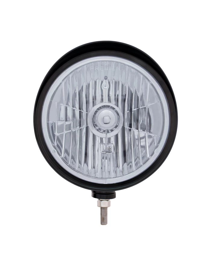 (BOX) BLACK "BILLET" STYLE GROOVE HEADLIGHT WITH VISOR - CRYSTAL 4 HALOGEN (BOX) BLACK "BILLET" STYLE GROOVE HEADLIGHT WITH VISOR - CRYSTAL 4 HALOGEN