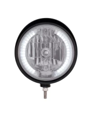 (BOX) BLACK "BILLET" STYLE GROOVE HEADLIGHT WITH VISOR - 34 WHITE LED CRYSTAL HALOGEN (BOX) BLACK "BILLET" STYLE GROOVE HEADLIGHT WITH VISOR - 34 WHITE LED CRYSTAL HALOGEN