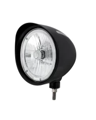 (BOX) BLACK "BILLET" STYLE GROOVE HEADLIGHT WITH VISOR - WHITE LED HALO RIM (BOX) BLACK "BILLET" STYLE GROOVE HEADLIGHT WITH VISOR - WHITE LED HALO RIM