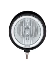 (BOX) BLACK "BILLET" STYLE GROOVE HEADLIGHT WITH VISOR - WHITE LED HALO RIM (BOX) BLACK "BILLET" STYLE GROOVE HEADLIGHT WITH VISOR - WHITE LED HALO RIM