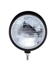 (BOX) BLACK "BILLET" STYLE GROOVE HEADLIGHT WITH VISOR - H6014/SEAL BEAM (BOX) BLACK "BILLET" STYLE GROOVE HEADLIGHT WITH VISOR - H6014/SEAL BEAM