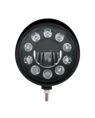 (BOX) BLACK "BILLET" STYLE GROOVE HEADLIGHT WITH VISOR - CRYSTAL BLACKOUT 11 LED