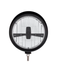 (BOX) BLACK "BILLET" STYLE GROOVE HEADLIGHT WITH VISOR - BLACKOUT 5 LED