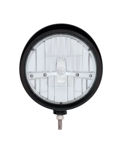 (BOX) BLACK "BILLET" STYLE GROOVE HEADLIGHT WITH VISOR - CHROME 5 LED (BOX) BLACK "BILLET" STYLE GROOVE HEADLIGHT WITH VISOR - CHROME 5 LED