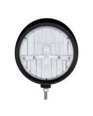 (BOX) BLACK "BILLET" STYLE GROOVE HEADLIGHT WITH VISOR - CHROME 5 LED