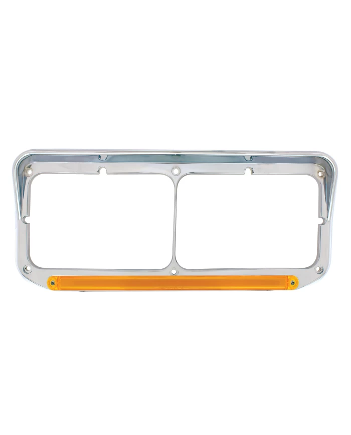 (CARD) 24 LED RECTANGULAR DUAL HEADLIGHT BEZEL W/ VISOR - GLO LIGHT - AMBER LED / AMBER LENS