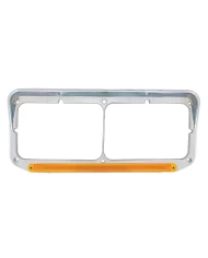 (CARD) 24 LED RECTANGULAR DUAL HEADLIGHT BEZEL W/ VISOR - GLO LIGHT - AMBER LED / AMBER LENS