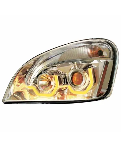 UP31226-Chrome Projection Headlight W/Dual Function Amber LED Position Lights For 2008-17 FL Cascadia - Driver