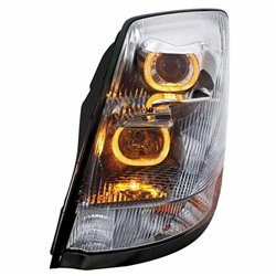 UP31230-Chrome Projection Headlight With Amber LED Light Bar For 2003-2017 Volvo VN/VNL - Driver