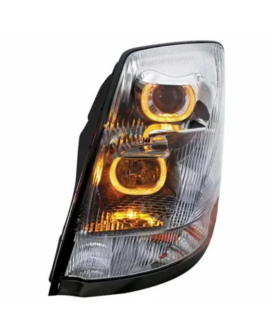 UP31230-Chrome Projection Headlight With Amber LED Light Bar For 2003-2017 Volvo VN/VNL - Driver