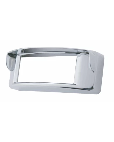 (CARD) CHROME PLASTIC RECTANGULAR LED MARKER LIGHT BEZEL W/ VISOR