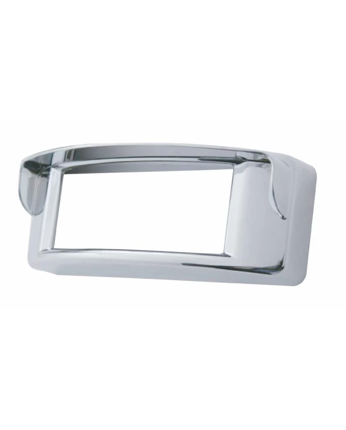 (CARD) CHROME PLASTIC RECTANGULAR LED MARKER LIGHT BEZEL W/ VISOR