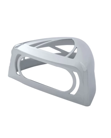 (CARD) CHROME PLASTIC PETERBILT HEADLIGHT TURN SIGNAL COVER W/ VISOR - LOW PROFILE (CARD) CHROME PLASTIC PETERBILT HEADLIGHT TURN SIGNAL COVER W/ VISOR - LOW PROFILE