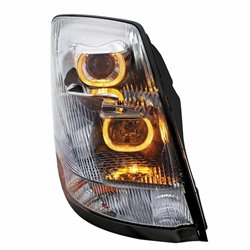 UP31231-Chrome Projection Headlight With Amber LED Light Bar For 2003-2017 Volvo VN/VNL - Passenger