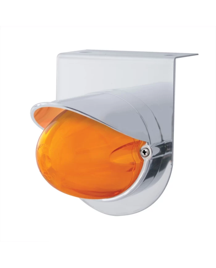 (BULK) 9 LED DUAL FUNCTION STAINLESS “GLO” LIGHT BRACKET WITH VISOR - AMBER LED / AMBER LENS