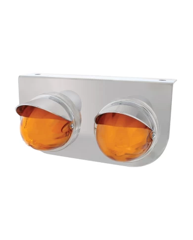 (BULK) TWO 9 LED DUAL FUNCTION STAINLESS “GLO” LIGHT BRACKET WITH VISOR - AMBER LED / AMBER LENS (BULK) TWO 9 LED DUAL FUNCTION STAINLESS “GLO” LIGHT BRACKET WITH VISOR - AMBER LED / AMBER LENS