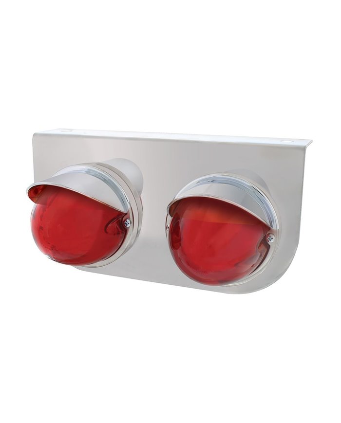 (BULK) TWO 9 LED DUAL FUNCTION STAINLESS “GLO” LIGHT BRACKET WITH VISOR - RED LED / RED LENS