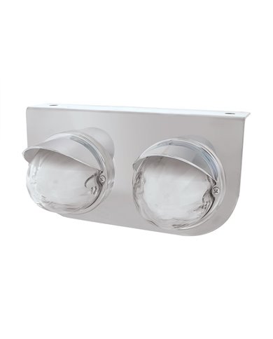 (BULK) TWO 9 LED DUAL FUNCTION STAINLESS “GLO” LIGHT BRACKET WITH VISOR - RED LED / CLEAR LENS (BULK) TWO 9 LED DUAL FUNCTION STAINLESS “GLO” LIGHT BRACKET WITH VISOR - RED LED / CLEAR LENS