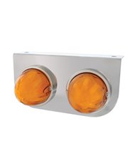 (BULK) TWO 9 LED DUAL FUNCTION STAINLESS “GLO” LIGHT BRACKET - AMBER LED / AMBER LENS