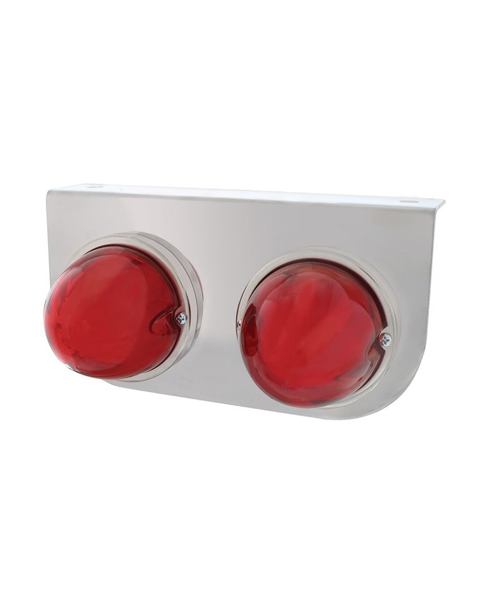 (BULK) TWO 9 LED DUAL FUNCTION STAINLESS “GLO” LIGHT BRACKET - RED LED / RED LENS