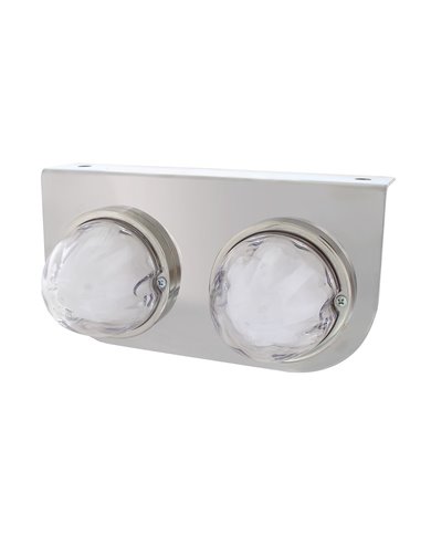 (BULK) TWO 9 LED DUAL FUNCTION STAINLESS “GLO” LIGHT BRACKET - AMBER LED / CLEAR LENS (BULK) TWO 9 LED DUAL FUNCTION STAINLESS “GLO” LIGHT BRACKET - AMBER LED / CLEAR LENS