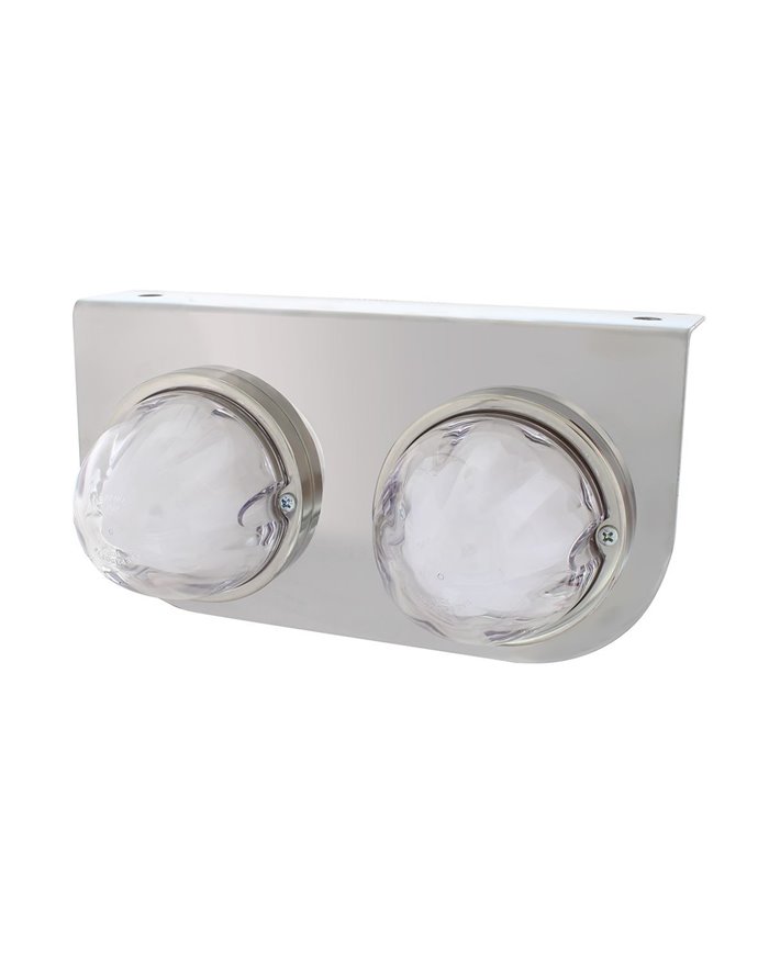 (BULK) TWO 9 LED DUAL FUNCTION STAINLESS “GLO” LIGHT BRACKET - RED LED / CLEAR LENS