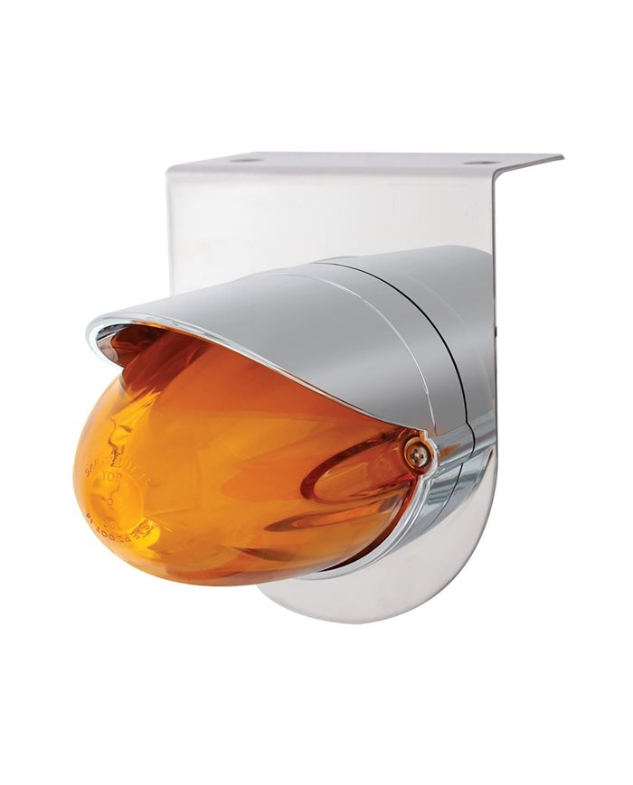 (BULK) 9 LED DUAL FUNCTION STAINLESS “GLO” LIGHT BRACKET WITH VISOR - AMBER LED / AMBER LENS