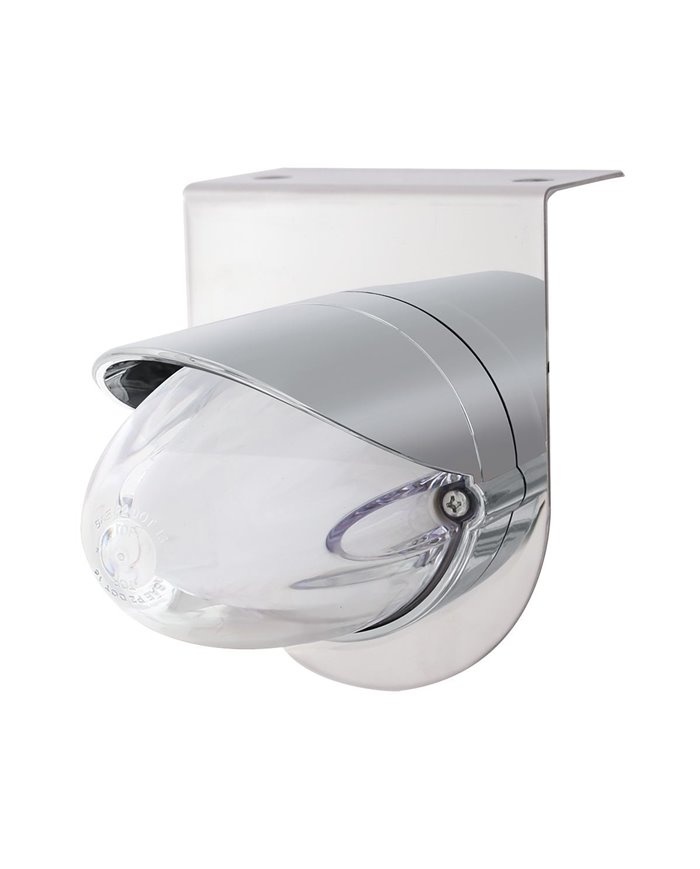 (BULK) 9 LED DUAL FUNCTION STAINLESS “GLO” LIGHT BRACKET WITH VISOR - AMBER LED / CLEAR LENS