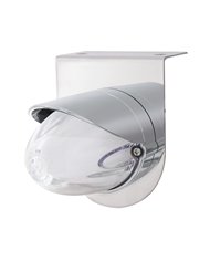 (BULK) 9 LED DUAL FUNCTION STAINLESS “GLO” LIGHT BRACKET WITH VISOR - AMBER LED / CLEAR LENS