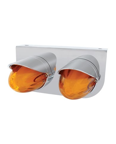 (BULK) TWO 9 LED DUAL FUNCTION STAINLESS “GLO” LIGHT BRACKET WITH VISOR - AMBER LED / AMBER LENS (BULK) TWO 9 LED DUAL FUNCTION STAINLESS “GLO” LIGHT BRACKET WITH VISOR - AMBER LED / AMBER LENS