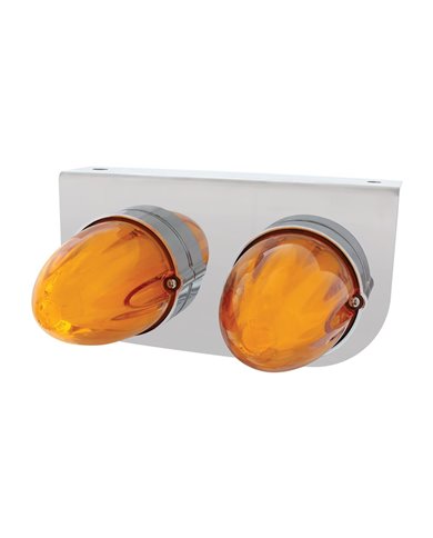 (BULK) TWO 9 LED DUAL FUNCTION STAINLESS “GLO” LIGHT BRACKET - AMBER LED / AMBER LENS (BULK) TWO 9 LED DUAL FUNCTION STAINLESS “GLO” LIGHT BRACKET - AMBER LED / AMBER LENS