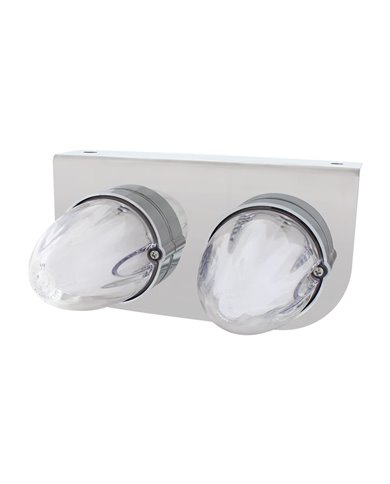 (BULK) TWO 9 LED DUAL FUNCTION STAINLESS “GLO” LIGHT BRACKET - AMBER LED / CLEAR LENS (BULK) TWO 9 LED DUAL FUNCTION STAINLESS “GLO” LIGHT BRACKET - AMBER LED / CLEAR LENS