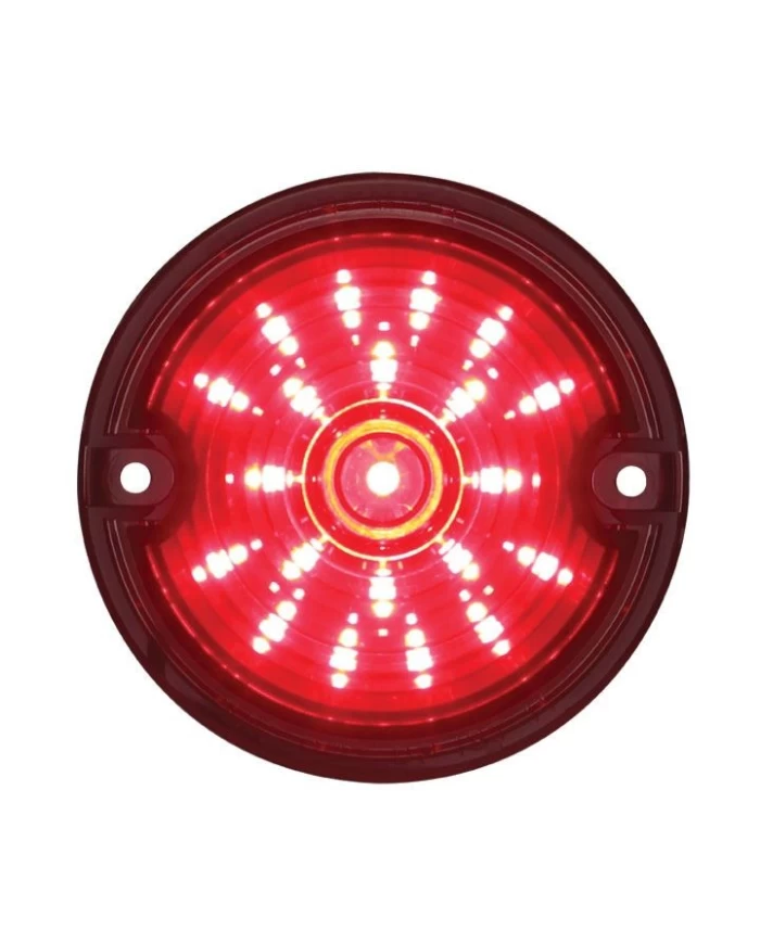 (CARD) 21 LED 3 1/4" ROUND HARLEY DAVIDSON SIGNAL LIGHT WITH 1156 PLUG - RED / SMOKE LENS