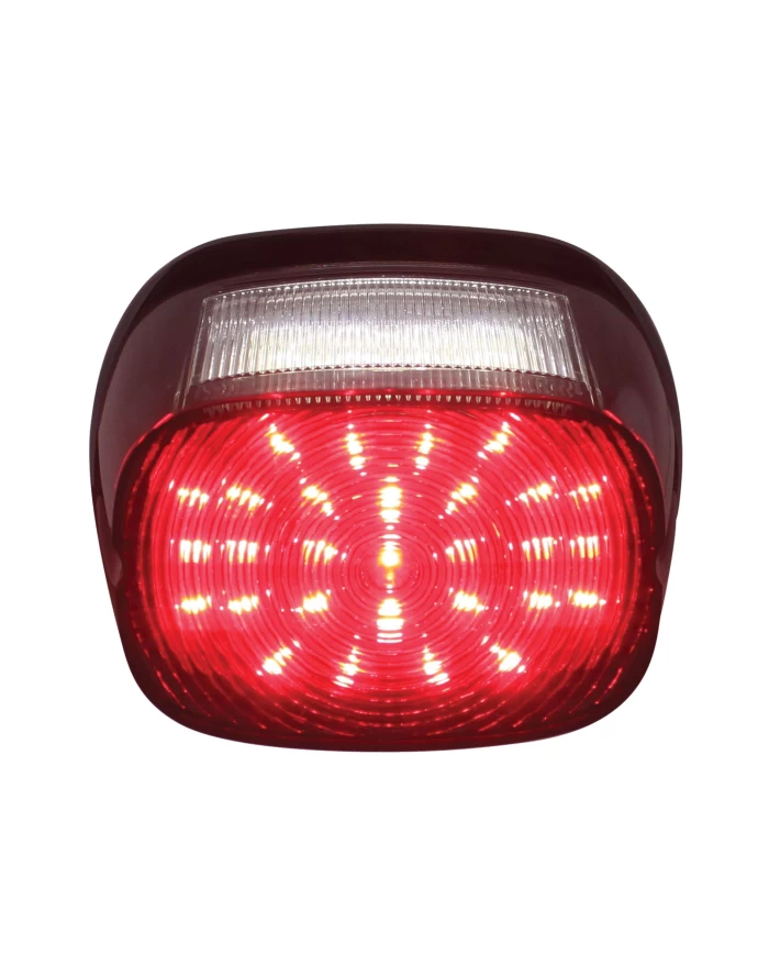 (CARD) 29 RED LED HARLEY MOTORCYCLE TAIL LIGHT WITH 4 WHITE LED LICENSE LIGHT - SMOKE LENS