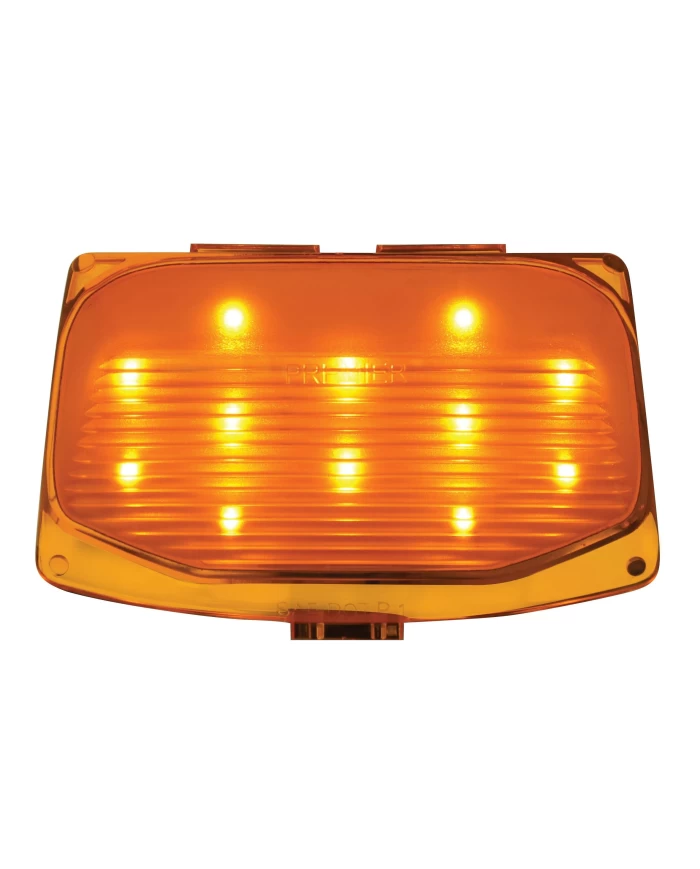 (CARD) 12 LED HARLEY FRONT FENDER TIP LIGHT - AMBER LED/AMBER LENS