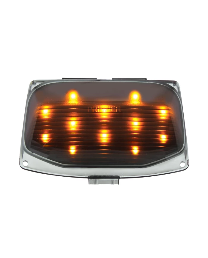 (CARD) 12 LED HARLEY FRONT FENDER TIP LIGHT - AMBER LED/SMOKED LENS