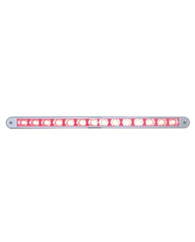 (CARD) 14 RED LED 12" AUXILIARY STROBE LIGHT BAR WITH CHROME BEZEL - CLEAR LENS (CARD) 14 RED LED 12" AUXILIARY STROBE LIGHT BAR WITH CHROME BEZEL - CLEAR LENS