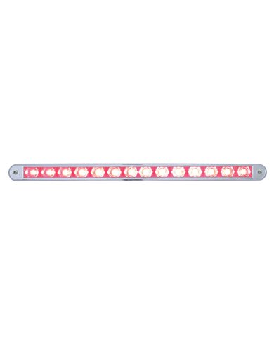 (CARD) 14 RED LED 12" AUXILIARY STROBE LIGHT BAR WITH CHROME BEZEL - CLEAR LENS (CARD) 14 RED LED 12" AUXILIARY STROBE LIGHT BAR WITH CHROME BEZEL - CLEAR LENS