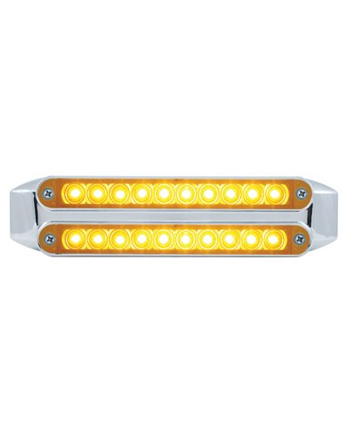 (CARD) CHROME 10 AMBER/10 AMBER LED 6 1/2" FLUSH MOUNT LIGHT BAR - AMBER/AMBER LENS (CARD) CHROME 10 AMBER/10 AMBER LED 6 1/2" FLUSH MOUNT LIGHT BAR - AMBER/AMBER LENS