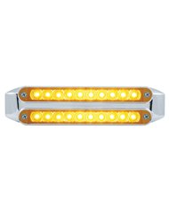 (CARD) CHROME 10 AMBER/10 AMBER LED 6 1/2" FLUSH MOUNT LIGHT BAR - AMBER/AMBER LENS