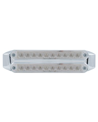 (CARD) CHROME 10 AMBER/10 AMBER LED 6 1/2" FLUSH MOUNT LIGHT BAR - AMBER/CLEAR LENS (CARD) CHROME 10 AMBER/10 AMBER LED 6 1/2" FLUSH MOUNT LIGHT BAR - AMBER/CLEAR LENS