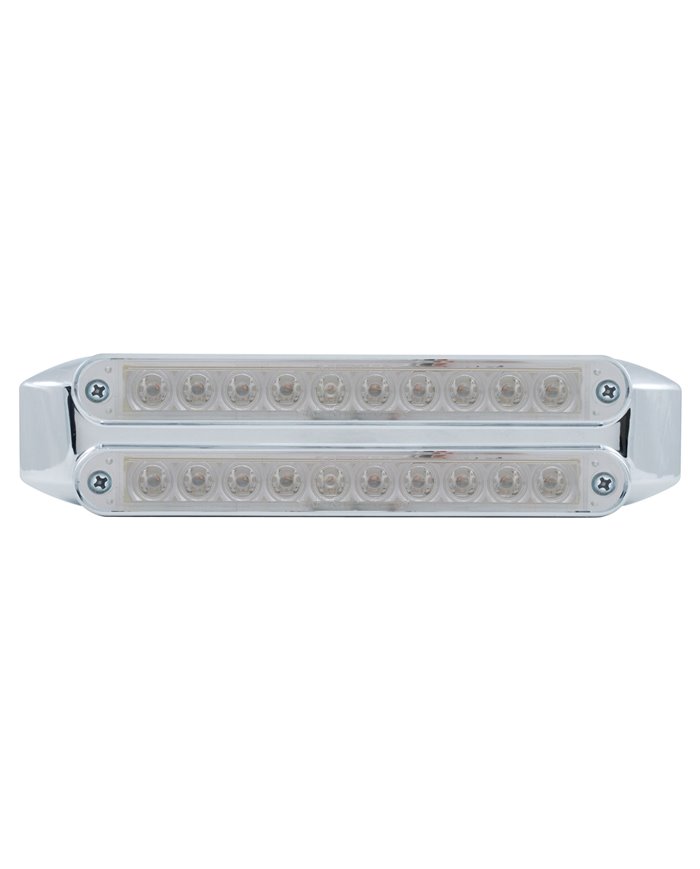 (CARD) CHROME 10 AMBER/10 AMBER LED 6 1/2" FLUSH MOUNT LIGHT BAR - AMBER/CLEAR LENS (CARD) CHROME 10 AMBER/10 AMBER LED 6 1/2" FLUSH MOUNT LIGHT BAR - AMBER/CLEAR LENS