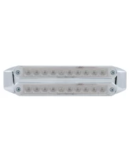 (CARD) CHROME 10 AMBER/10 AMBER LED 6 1/2" FLUSH MOUNT LIGHT BAR - RED/CLEAR LENS (CARD) CHROME 10 AMBER/10 AMBER LED 6 1/2" FLUSH MOUNT LIGHT BAR - RED/CLEAR LENS