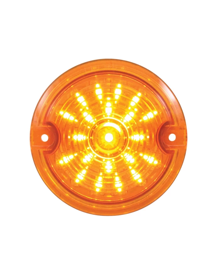 (CARD) 21 LED 3 1/4" ROUND HARLEY DAVIDSON SIGNAL LIGHT WITH 1156 PLUG - AMBER / AMBER LENS